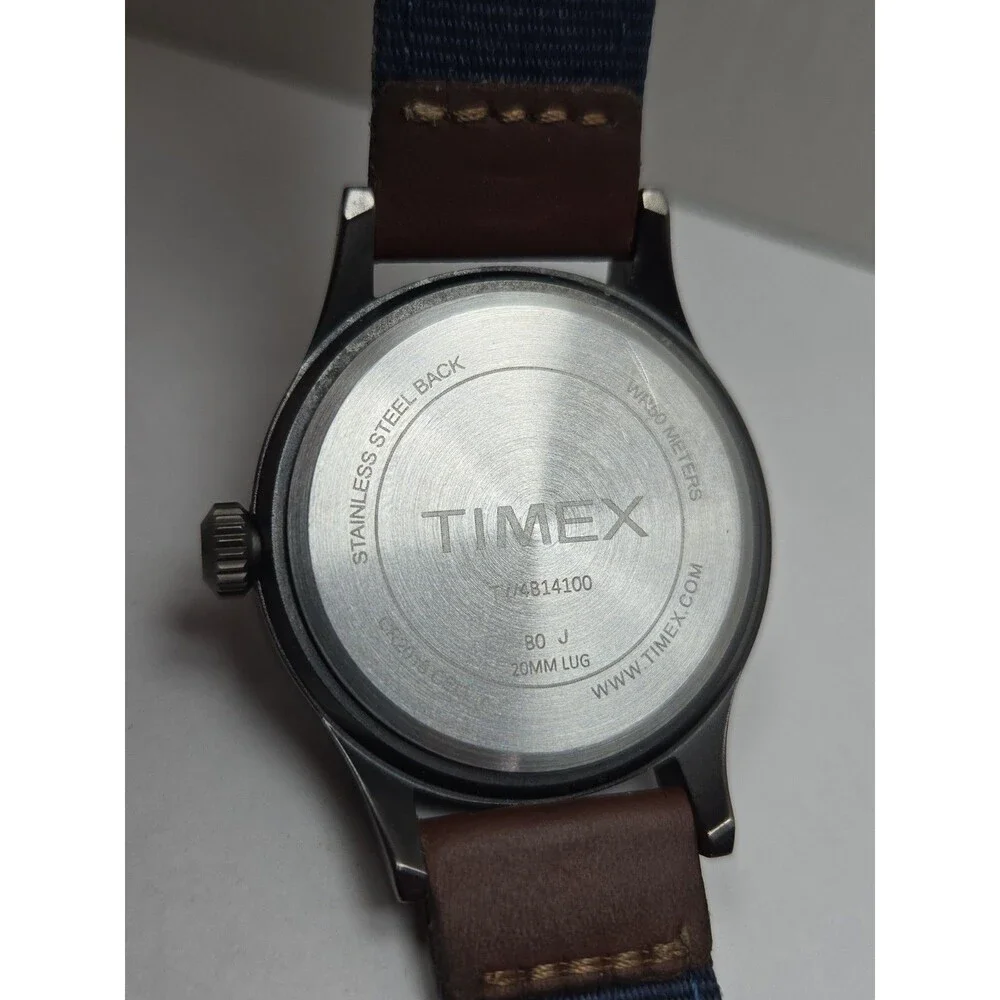 Timex Expedition Scout Mens 40mm Watch Navy Blue Fabric Date New Battery - Read